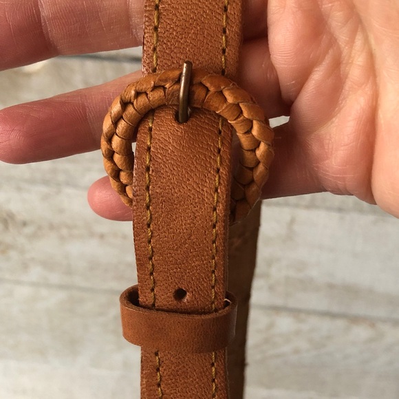 Brown Genuine Leather buckled Satchel - Picture 11 of 13
